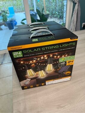 FARPOINT 24’ LED Solar String Lights - Warm White 1- box available